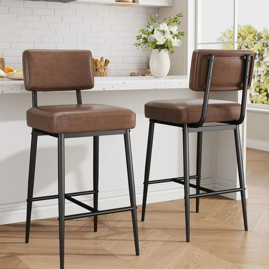 Chestnut Faux Leather Bar Stools